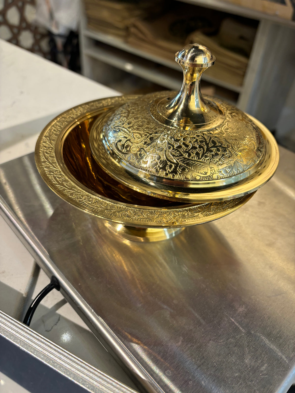 copper serving bowl with lid