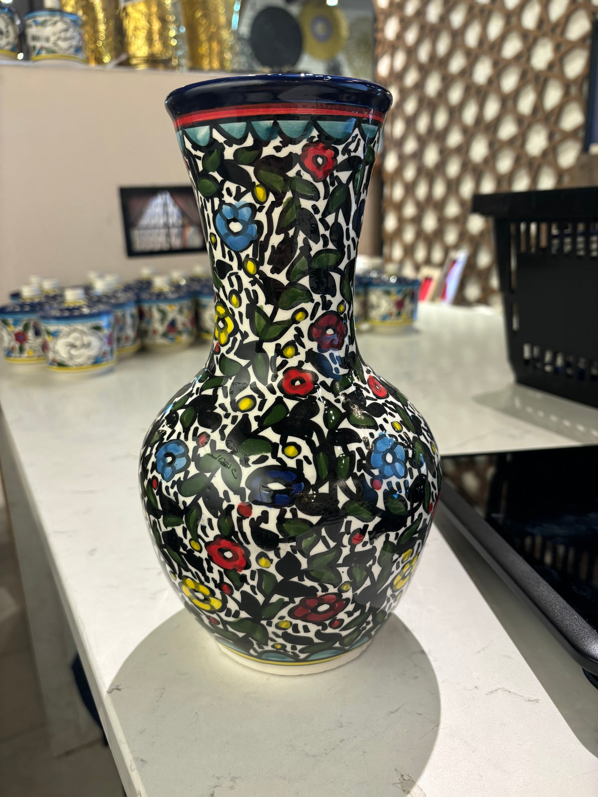 floral hand-painted ceramic vase