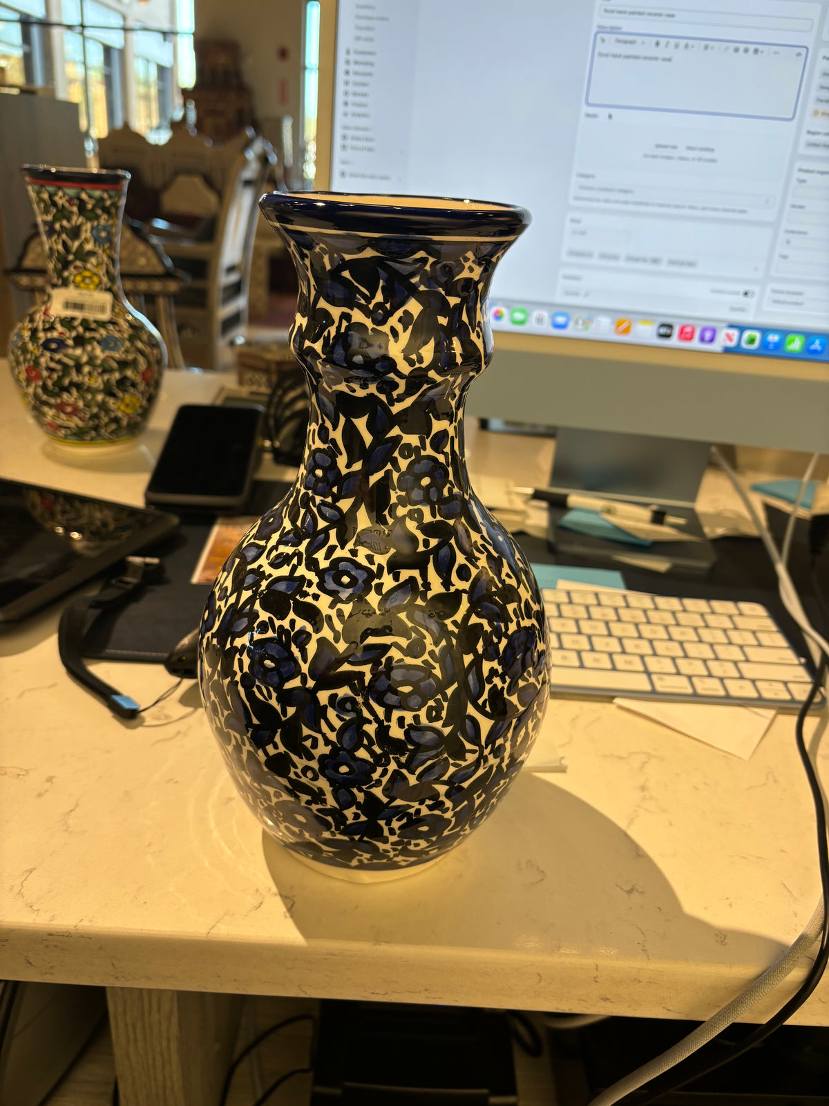 floral hand-painted ceramic vase