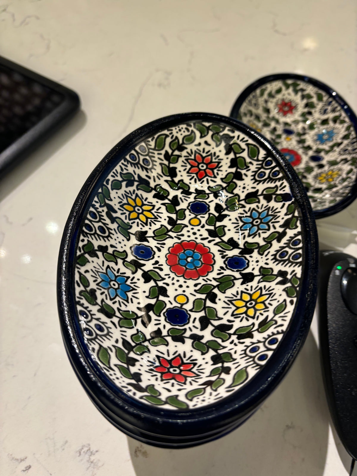 Handcrafted Oval Floral Ceramic Bowl