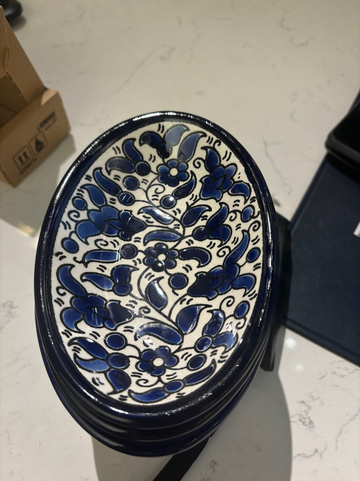 Handcrafted Oval Floral Ceramic Bowl