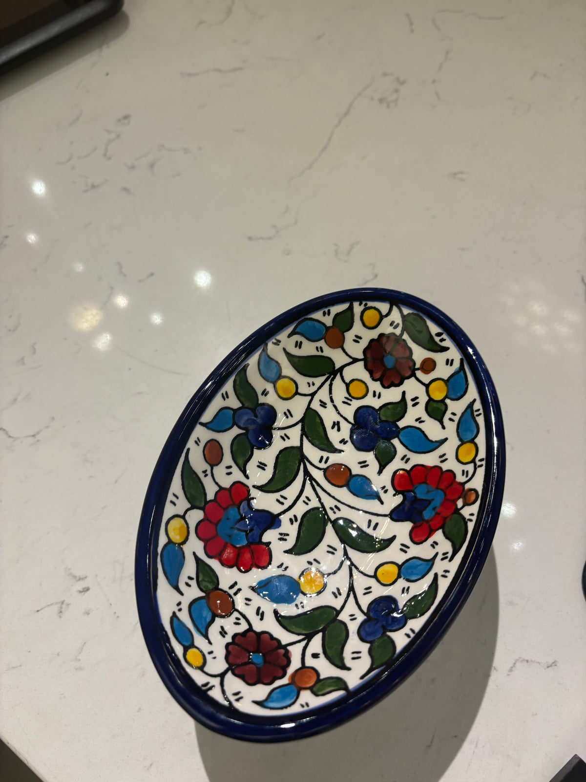 Handcrafted Oval Floral Ceramic Bowl