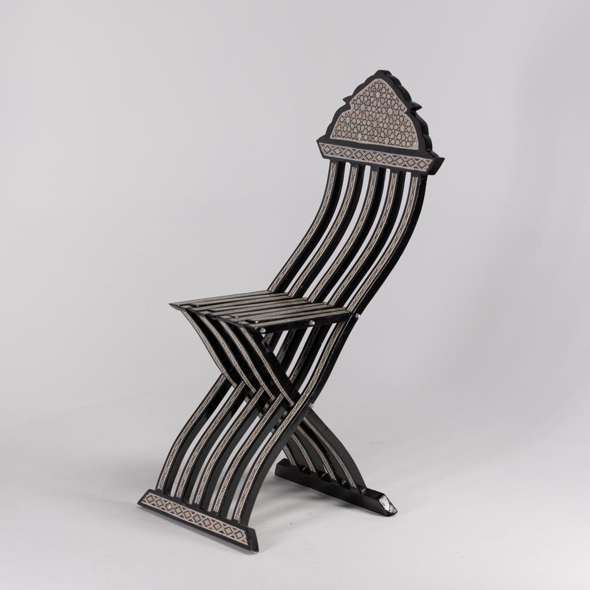 Artisan Elegance: Sadaf Inlaid Chair 23 in (L) x 17 in (W) x 40 in (H) / Style 2