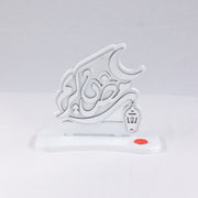 Ramadan Kareem Hilal and Lantern Stand 5 in (L) x 13 (W) x 11 in (H) / White - Silver