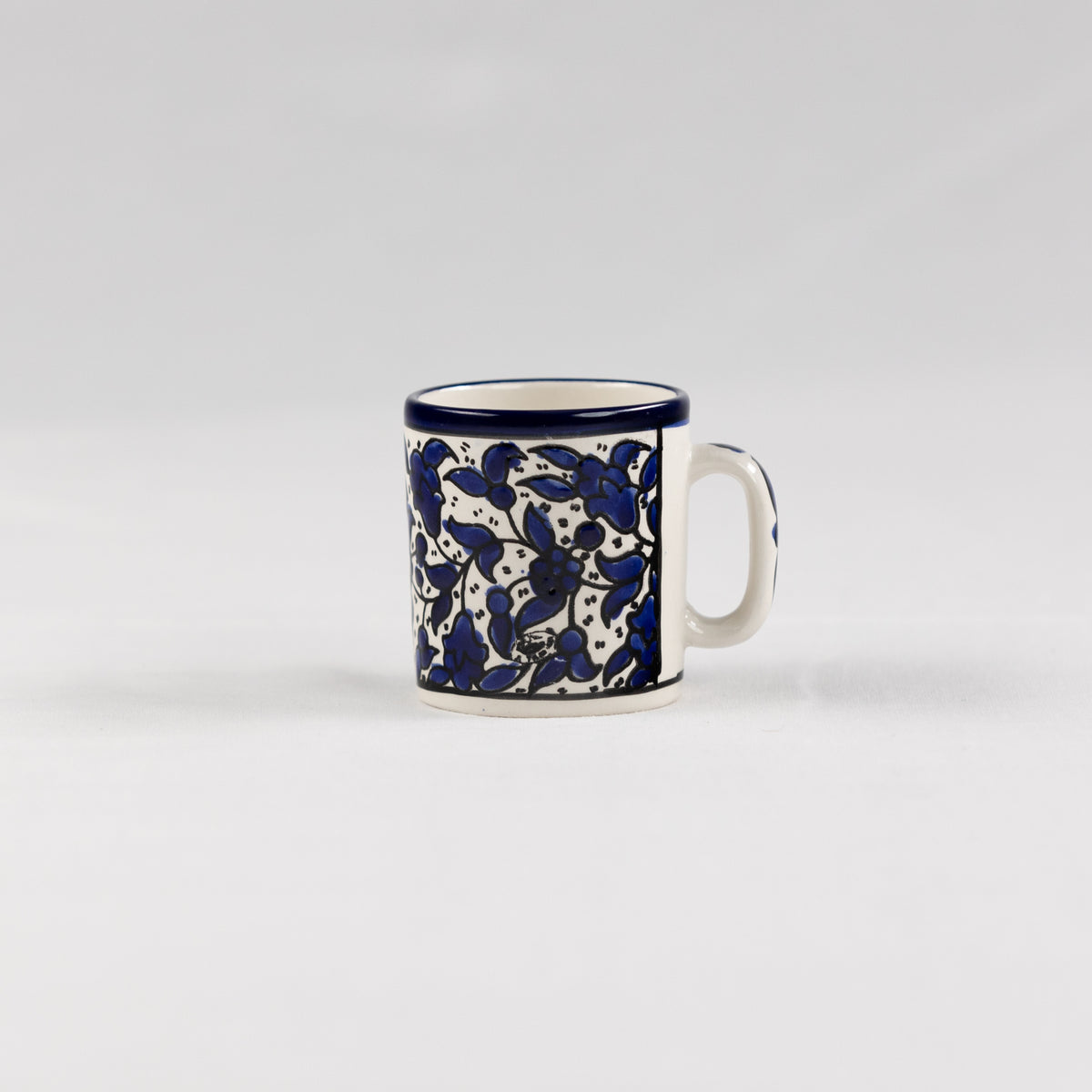 Ceramic Small Mug – Blue Floral Pattern