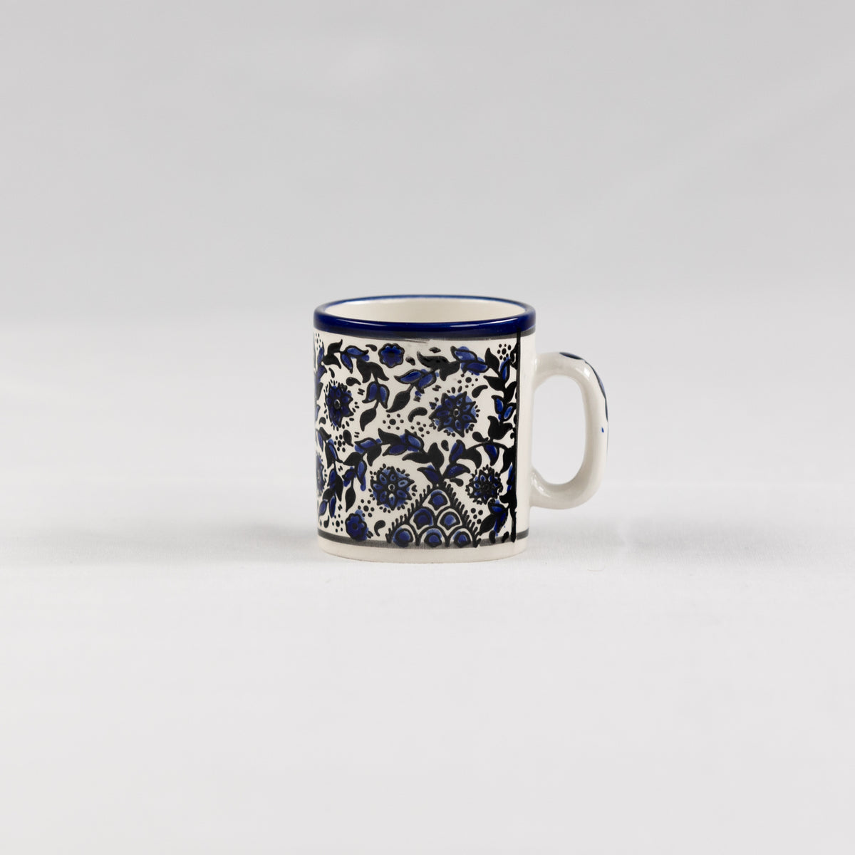 Ceramic Small Mug – Intricate Blue Floral Pattern