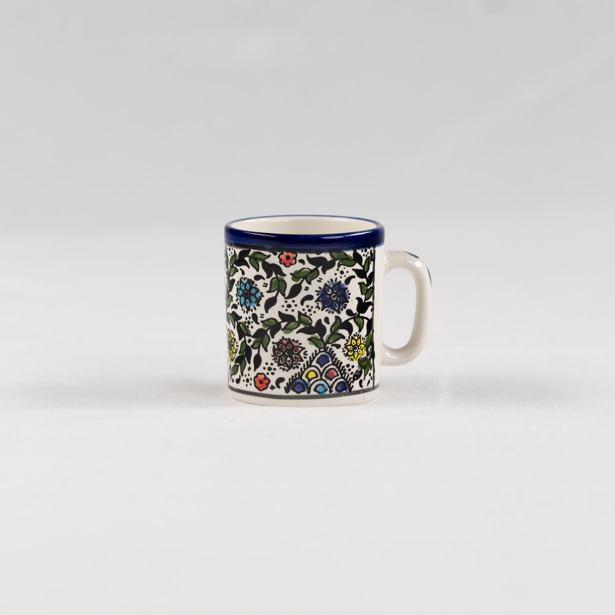 Ceramic Small Mug – Intricate Multicolor Floral Pattern