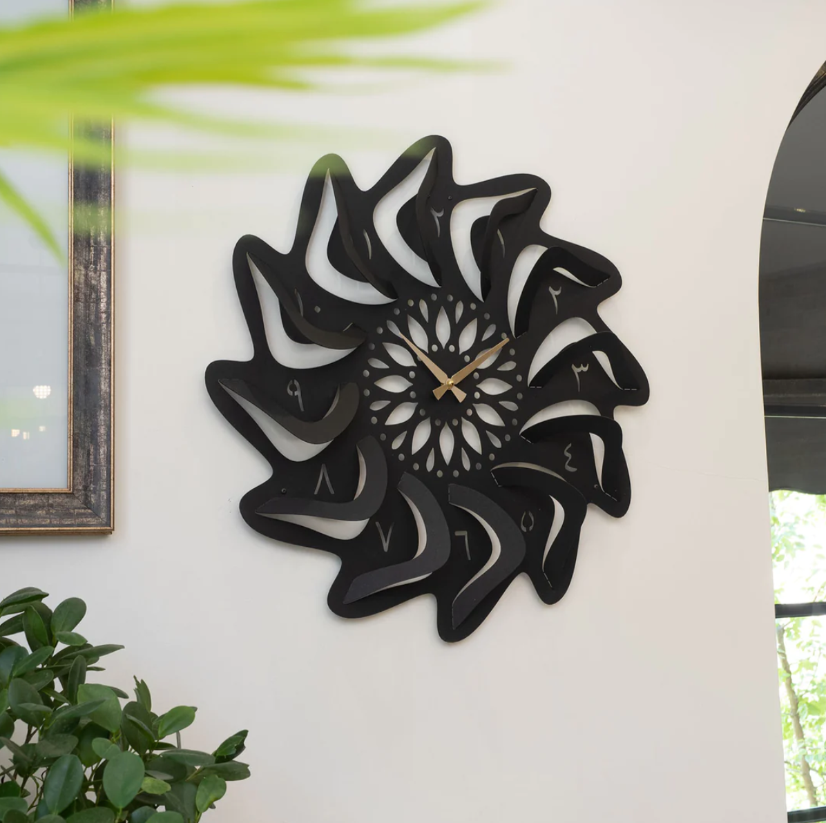 Timeless Reflections: 3D Arabic Numeral Wall Clock - WAMS010