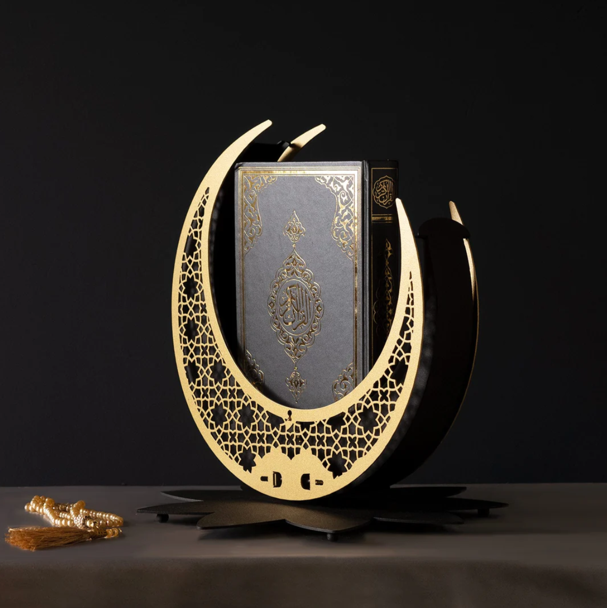 Elegant Crescent Quran Stand - Timeless Metal Craft - WAMH122
