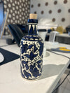 Handcrafted Blue Ceramic Oil & Vinegar Bottle with Cork Stopper