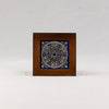 Ceramic & Wood Medium Coaster – Blue Floral Pattern