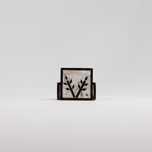 Square Sadaf Coasters with Square Sadaf Box 4 in (L) x 4 in (W) x 2 in (H)