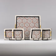 Sadaf Luxurious Mosaic Design 5-Piece Rectangular Serving Tray Set 19.5 in (L) x 19.5 in (W) x 1 in (H)