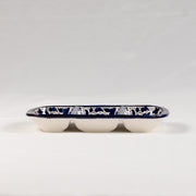 Three-Section Serving Dish - Blue Floral Pattern
