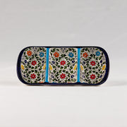Three-Section Serving Dish - Intricate Multicolor Floral Pattern