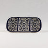 Three-Section Serving Dish - Intricate Blue Floral Pattern