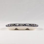 Three-Section Serving Dish - Intricate Blue Floral Pattern