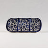Three-Section Serving Dish - Blue Floral Pattern