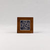Ceramic & Wood Medium Coaster – Blue Floral Pattern