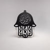 Elegant Wooden Hamsa Collection with Luxurious Calligraphy in Classic and Serene Colors Large 20.5 in (L) x 15.5 in (W) / Style 2 / Black - Silver
