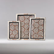 Elegant Sadaf Edition: Rectangular Dual-Style Tray Set" 13.5 in (L) x 18 in (W) x 1.5 in (H) / Copper Handle