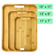 Natural Bamboo Modern Serving Tray with Handles