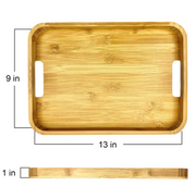 Natural Bamboo Modern Serving Tray with Handles