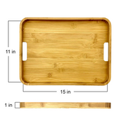 Natural Bamboo Modern Serving Tray with Handles