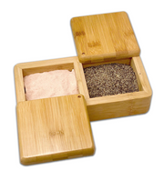 Salt and Pepper Bamboo Box with Rotating Lids