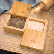 Salt and Pepper Bamboo Box with Rotating Lids