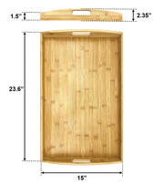 Natural Bamboo Large Serving Tray with Handles