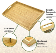 Natural Bamboo Large Serving Tray with Handles