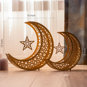 Celestial Duo: Ornate Metal Moon Set in Gold - WAMH106