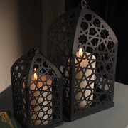 Harmony of Light: Islamic Candle Holder Duo - WAMH130