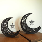 Celestial Duo: Ornate Metal Moon Set in Gold - WAMH106